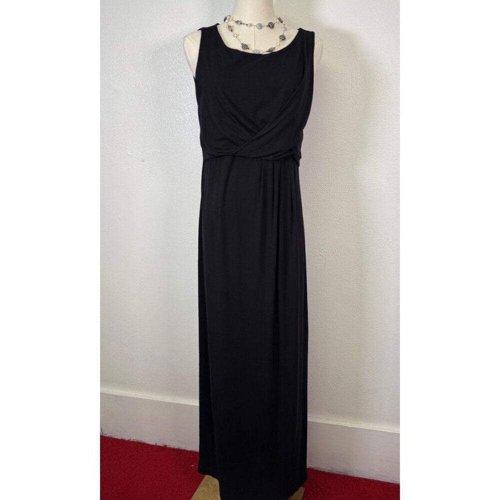 Peruvian Connection Soft Pima Cotton Sleeveless Maxi Dress Medium Black Twist